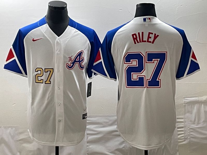 Men Atlanta Braves #27 Riley White City Edition 2024 Nike MLB Jersey style 1